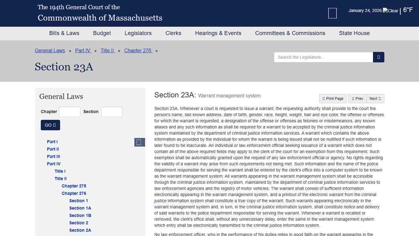 General Law - Part IV, Title II, Chapter 276, Section 23A