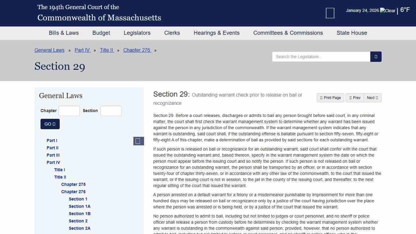 General Law - Part IV, Title II, Chapter 276, Section 29